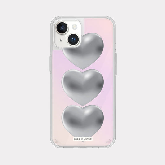 ｜Mademoment｜ Lucky Heart Design Glossy Mirror Phone