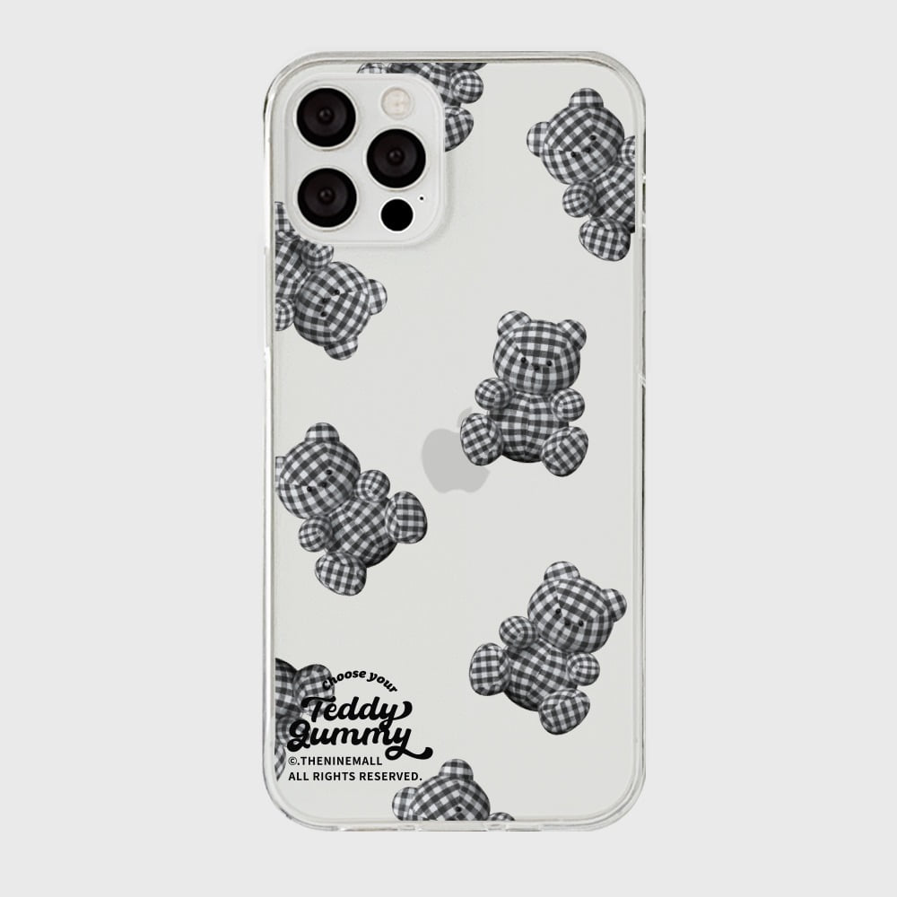 ｜THENINEMALL｜ Pattern Gingham Gummy Clear Phone Case (3 types)