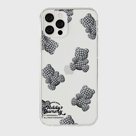 ｜THENINEMALL｜ Pattern Gingham Gummy Clear Phone Case (3 types)
