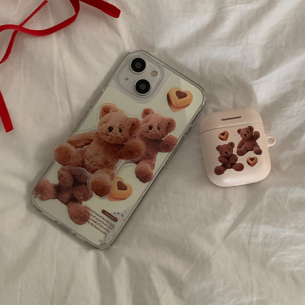 ｜Mademoment｜ Pattern Sweet Some Teddy Design Glossy Mirror Phone