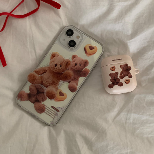 ｜Mademoment｜ Pattern Sweet Some Teddy Design Glossy Mirror Phone