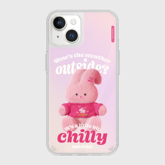 ｜THENINEMALL｜ Pink Knit Windy Mirror Phone Case