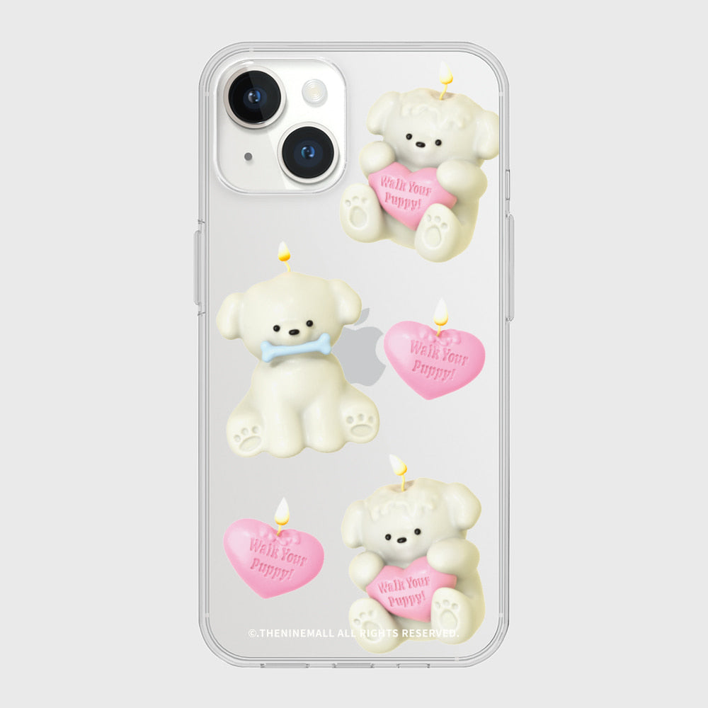｜THENINEMALL｜ Puppy Candle Pattern Clear Phone Case (4 types)