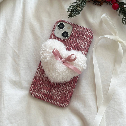 ｜Mademoment｜ Hairy Pink Knit Design Phone Case