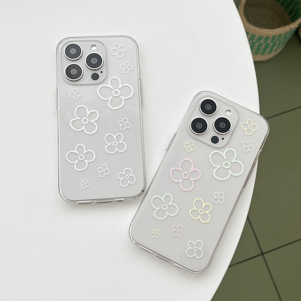 ｜Mademoment｜ Flower Doodle Pattern Design Clear Phone Case (3 Types)