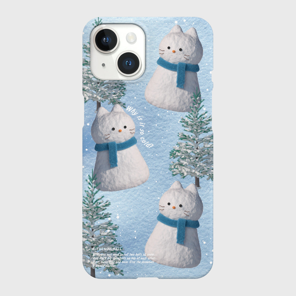 ｜THENINEMALL｜ Pattern Hey Cat Snowman Hard Phone Case (2 types)