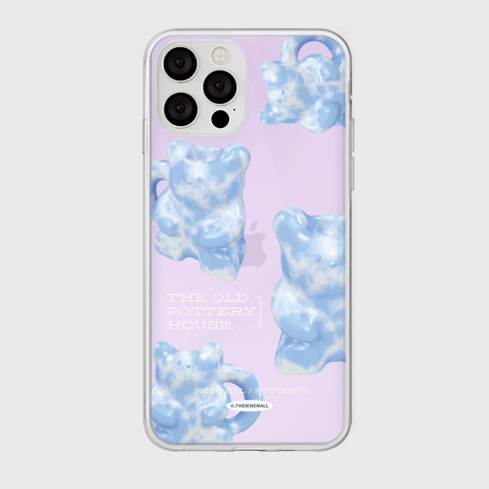 ｜THENINEMALL｜ 패턴 블루 포터리 Mirror Phone Case