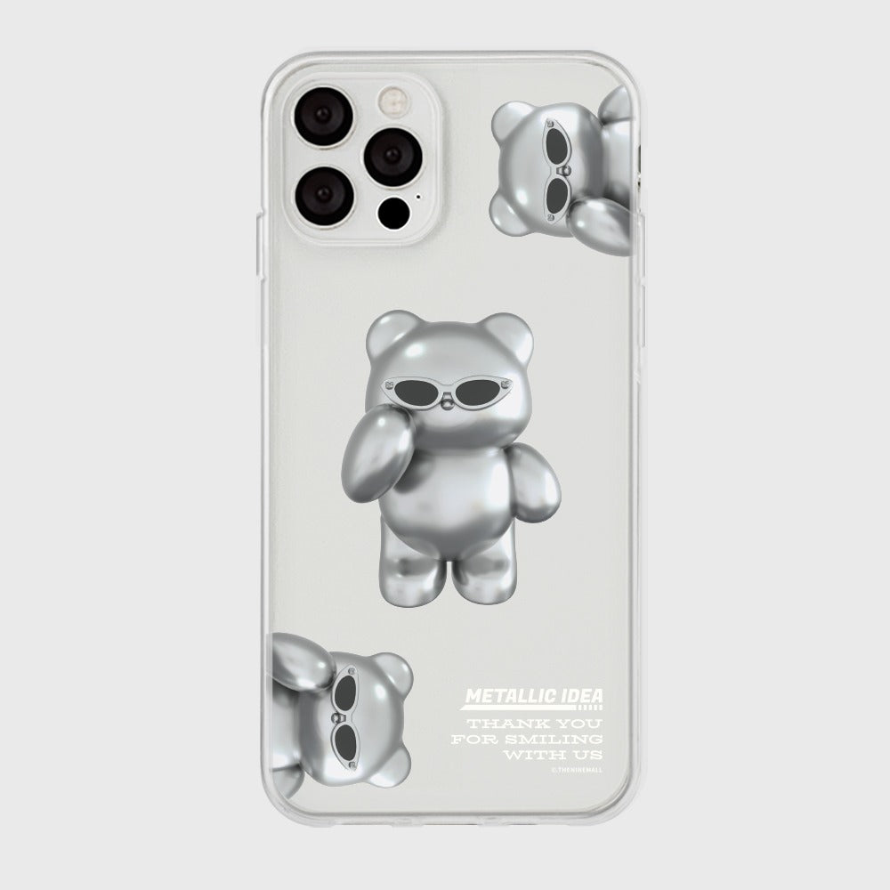 ｜THENINEMALL｜ 패턴 실버 구미 Clear Phone Case (3 types)