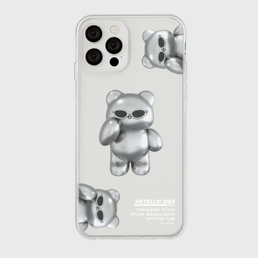 ｜THENINEMALL｜ 패턴 실버 구미 Clear Phone Case (3 types)
