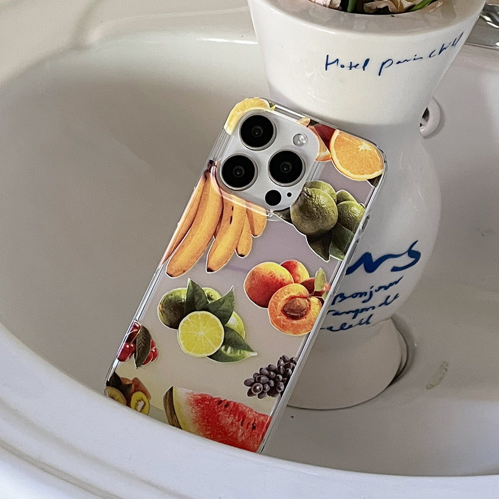 ｜Mademoment｜ Juice Fruits Design Glossy Mirror Phone