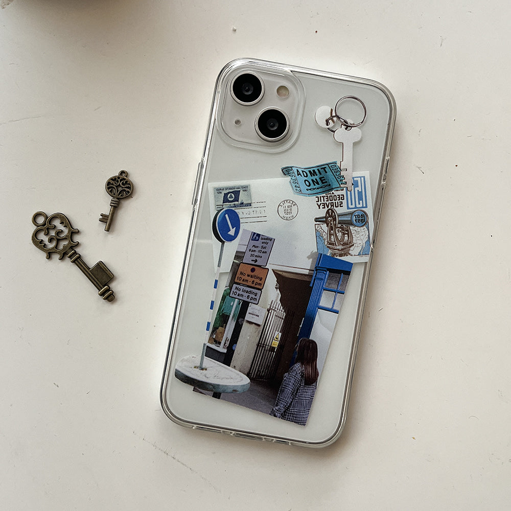 ｜Mademoment｜ Old Stickers Scrap Design Clear Phone Case (4 Types)