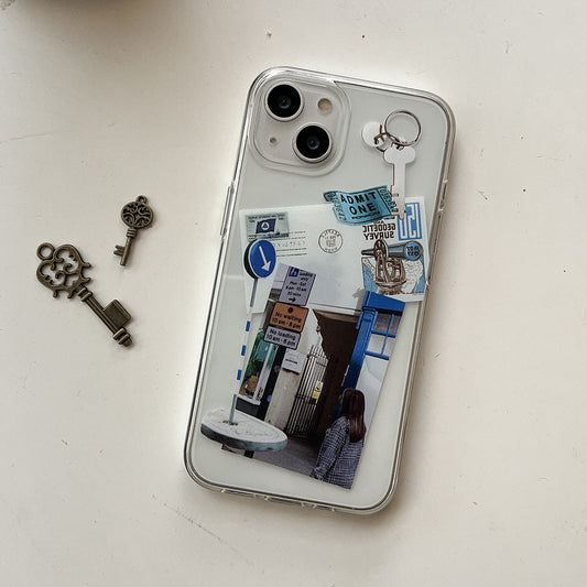 ｜Mademoment｜ Old Stickers Scrap Design Clear Phone Case (4 Types)