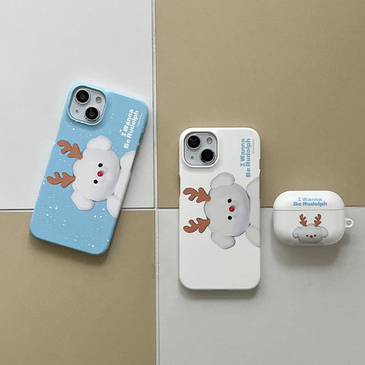 ｜THENINEMALL｜ Ppokku Wannabe Rudolph Hard Phone Case (2 types)