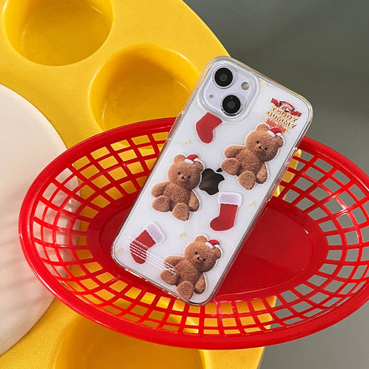 ｜THENINEMALL｜ Pattern Holiday Edition Gummy Clear Phone Case (3 types)