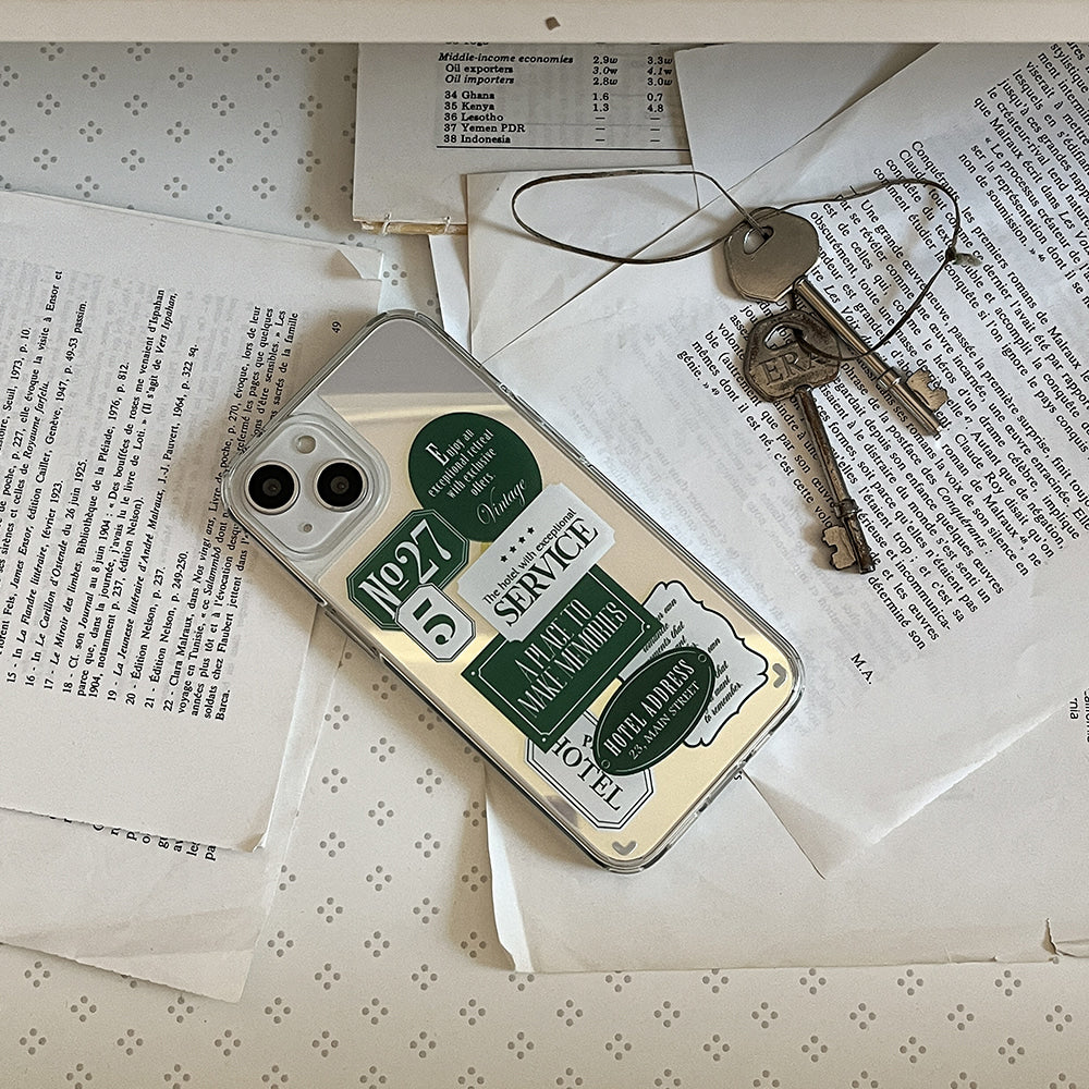 ｜Mademoment｜ Hotel Label Sticker Design Glossy Mirror Phone Case