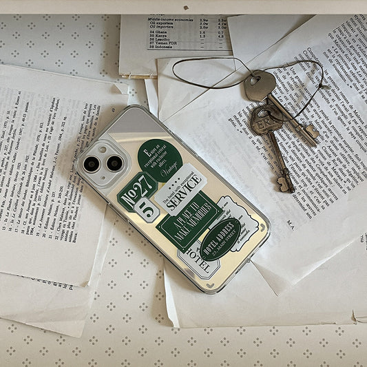｜Mademoment｜ Hotel Label Sticker Design Glossy Mirror Phone Case