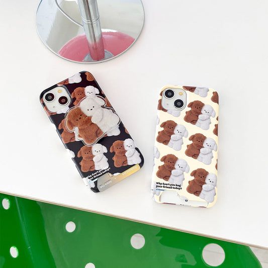 ｜THENINEMALL｜ Pattern Hug Puppy Hard Phone Case (2 types)
