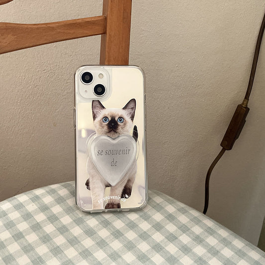 ｜Mademoment｜ Kitten Souvenir Pendant Design Glossy Mirror Phone Case