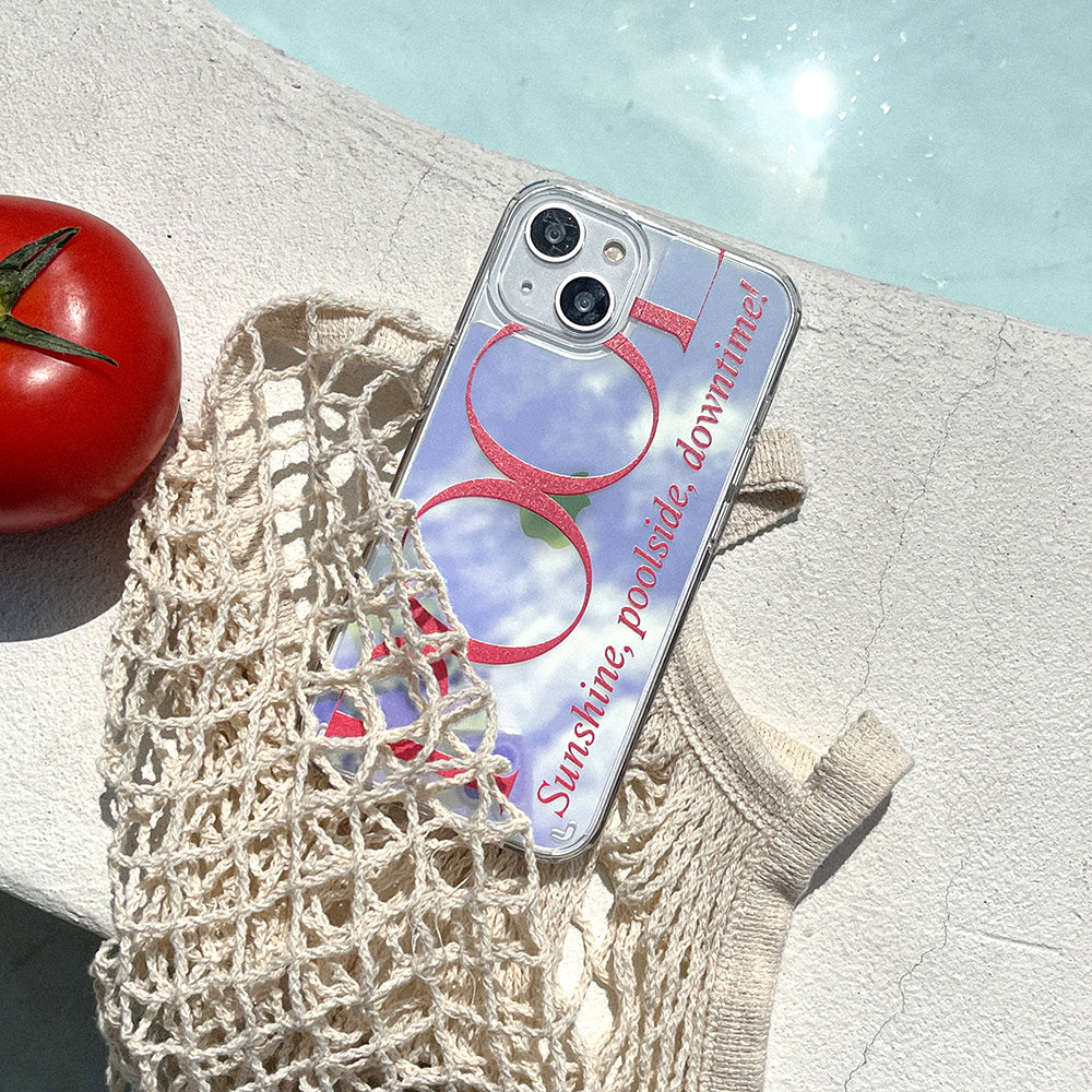 ｜Mademoment｜ Poolside Lettering Design Glossy Mirror Phone Case