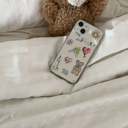 ｜Mademoment｜ Vintage Drawing Pattern Design Glossy Mirror Phone Case