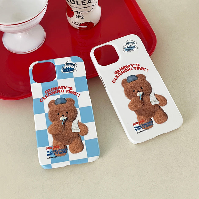 ｜THENINEMALL｜ Cleaning Time Gummy Hard Phone Case (2 types)