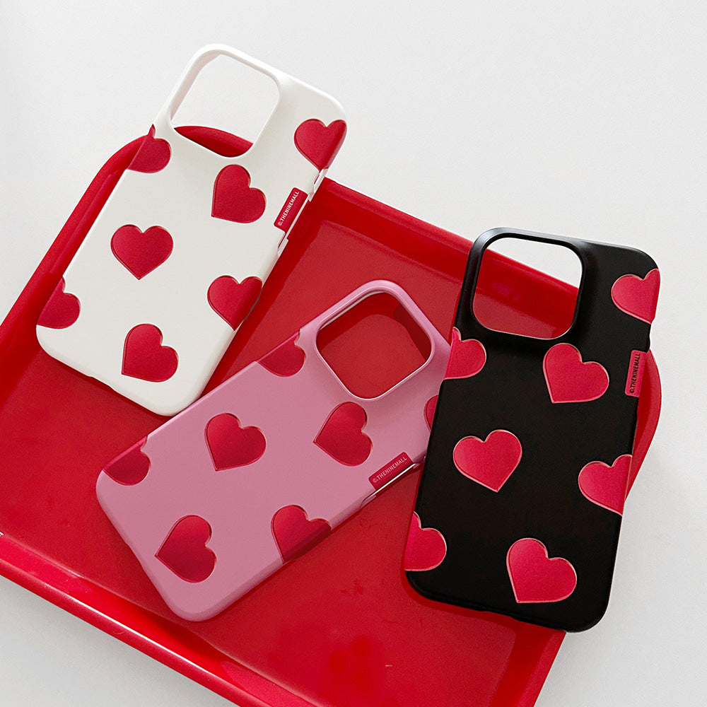｜THENINEMALL｜ Red Heart Pattern Hard Phone Case (2 types)