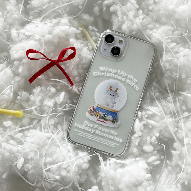 ｜THENINEMALL｜ Ppokku Snowball Clear Phone Case (3 types)