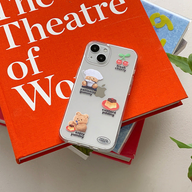 ｜THENINEMALL｜ Pattern Pudding Gummy Clear Phone Case (3 types)