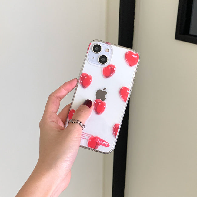 ｜THENINEMALL｜ Clear Heart Pattern Clear Phone Case (3 types)