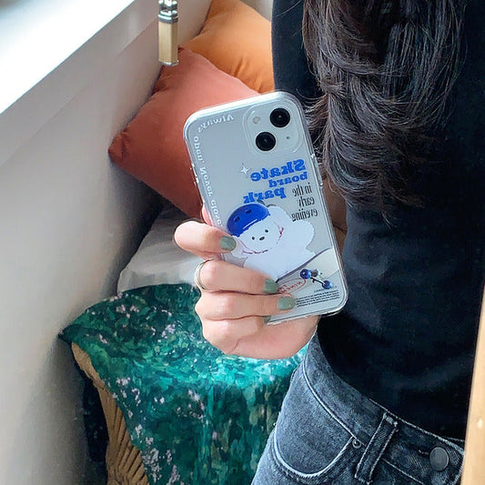 ｜THENINEMALL｜ Small Ppokku Skateboarder Clear Phone Case (3 types)