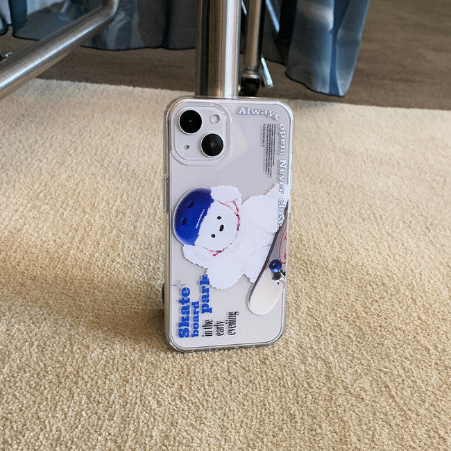 ｜THENINEMALL｜ Big Ppokku Skateboarder Clear Phone Case (3 types)
