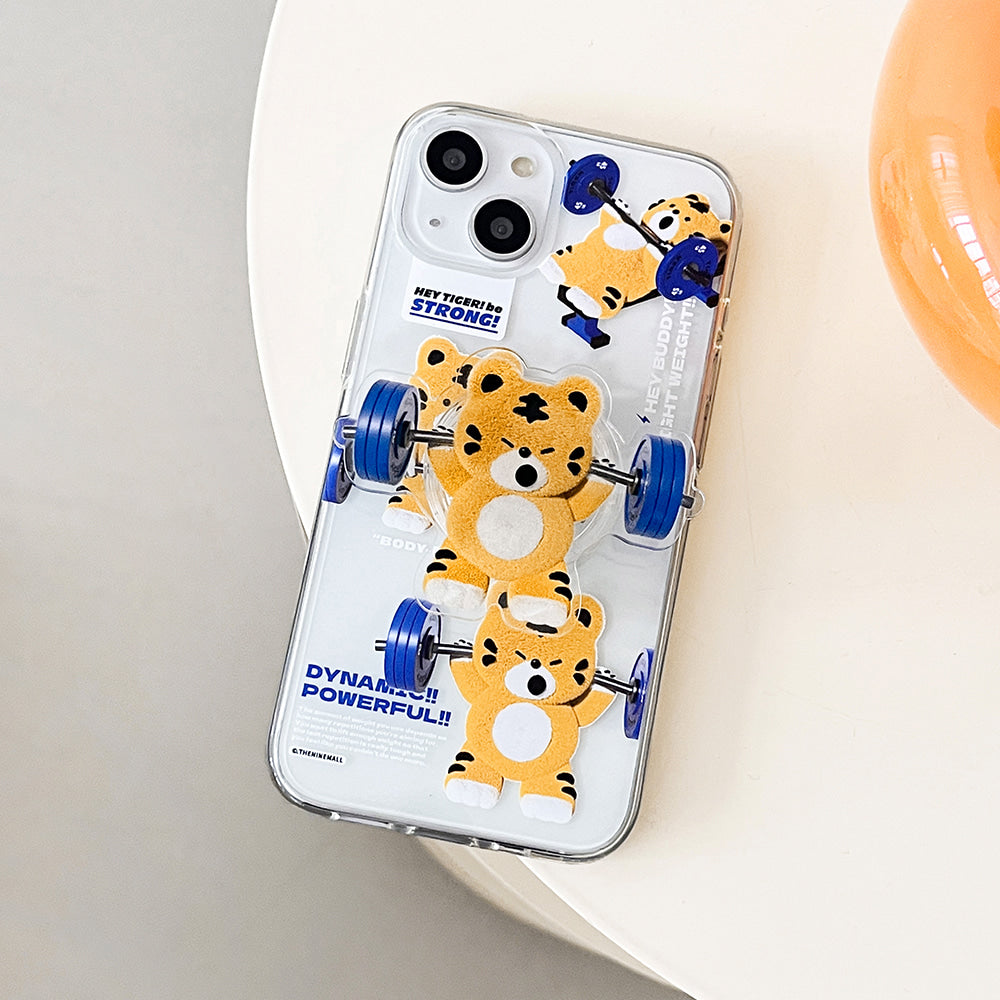 ｜THENINEMALL｜ Pattern Hey Tiger Gym Clear Phone Case (3 types)