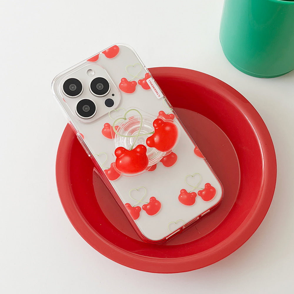 ｜THENINEMALL｜ Cherry Face Gummy Clear Phone Case (3 types)