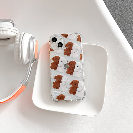 ｜THENINEMALL｜ Pattern Hug Puppy Clear Phone Case (3 types)