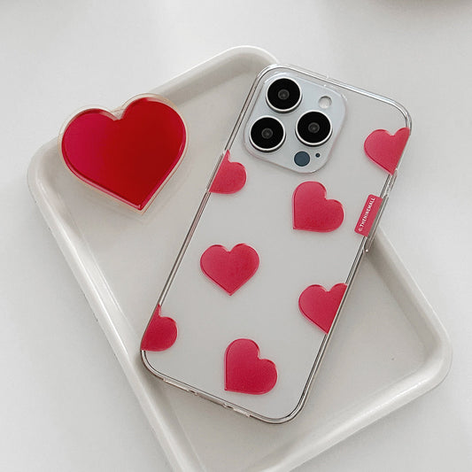 ｜THENINEMALL｜ Red Heart Pattern Clear Phone Case (3 types)
