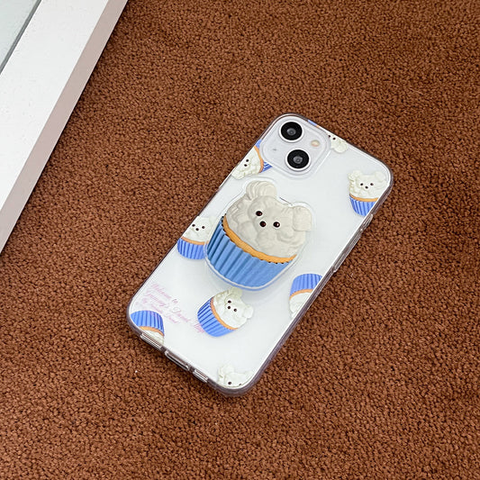 ｜THENINEMALL｜ Pattern Gummy Muffin Clear Phone Case (3 types)