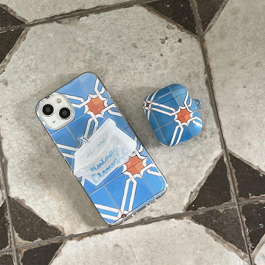 ｜Mademoment｜ Old Blue Tile Design Clear Phone Case (3 Types)