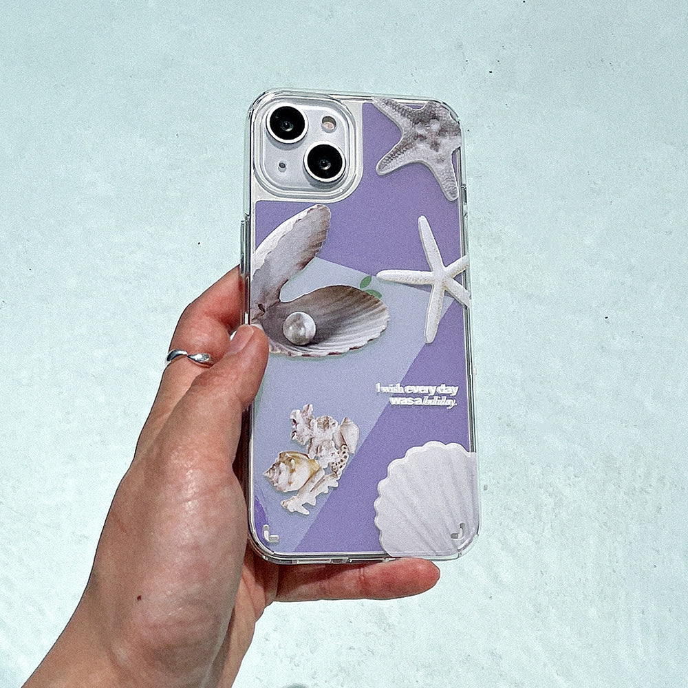 ｜Mademoment｜ Vintage Shell Design Glossy Mirror Phone Case