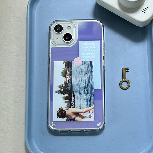 ｜Mademoment｜ Break Time Sticker Design Glossy Mirror Phone Case