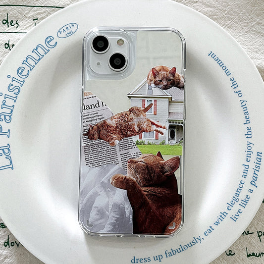 ｜Mademoment｜ Lazy Cat Design Glossy Mirror Phone Case