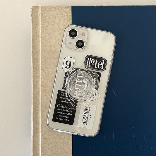 ｜Mademoment｜ Hotel Label Sticker Design Clear Phone Case (4 Types)
