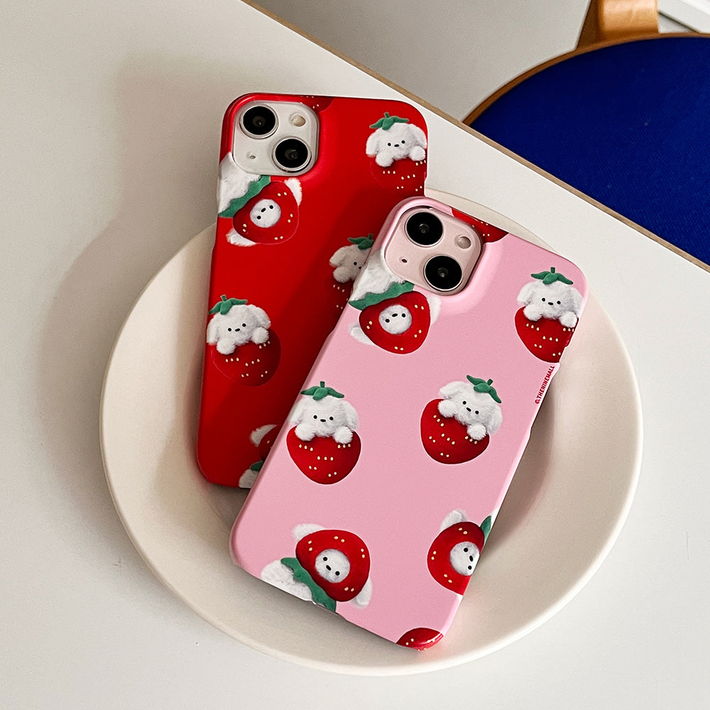 ｜THENINEMALL｜ Pattern Strawberry Ppokku Hard Phone Case (2 types)