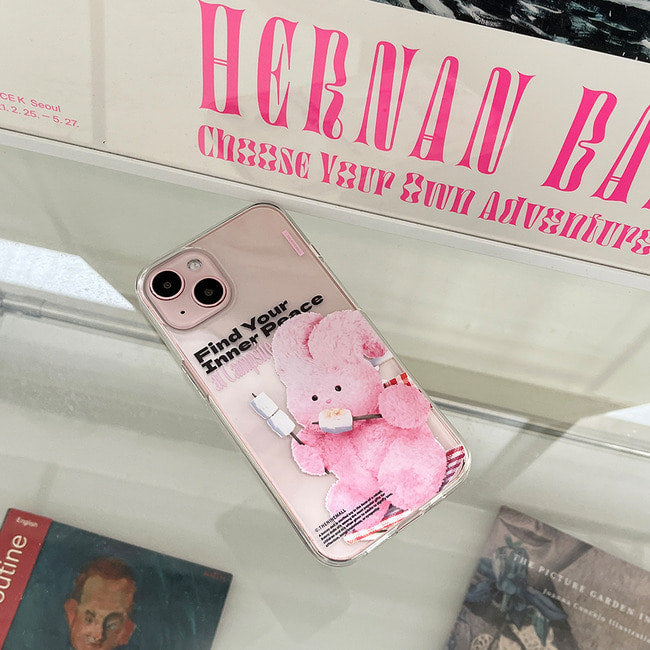 ｜THENINEMALL｜ Pink Camping Windy Clear Phone Case (3 types)