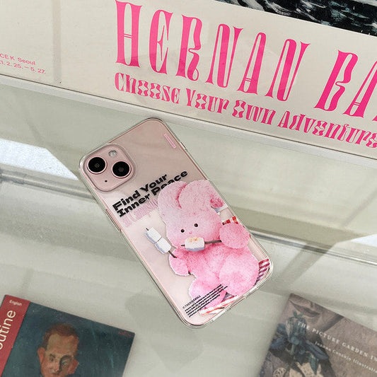 ｜THENINEMALL｜ Pink Camping Windy Clear Phone Case (3 types)