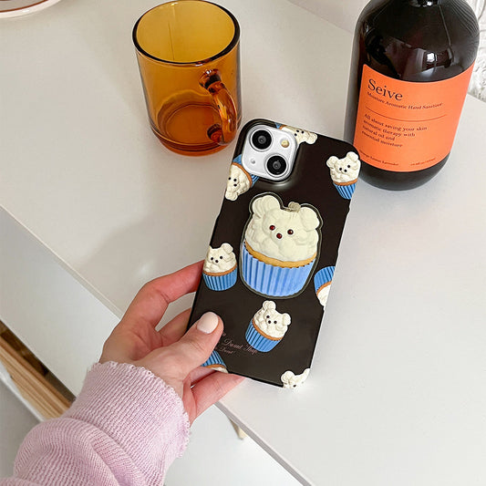 ｜THENINEMALL｜ Pattern Gummy Muffin Hard Phone Case (2 types)