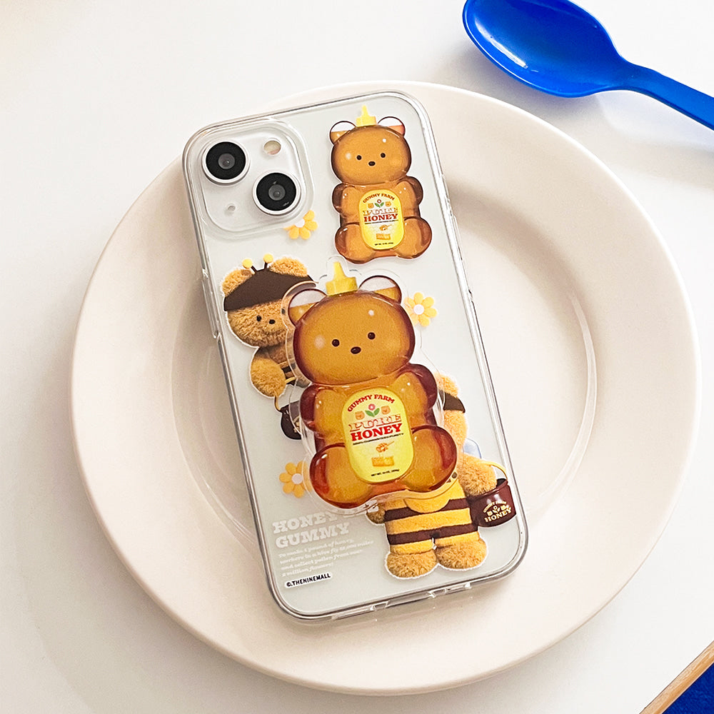 ｜THENINEMALL｜ Pattern Honey Bee Gummy Clear Phone Case (3 types)