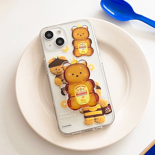 ｜THENINEMALL｜ Pattern Honey Bee Gummy Clear Phone Case (3 types)