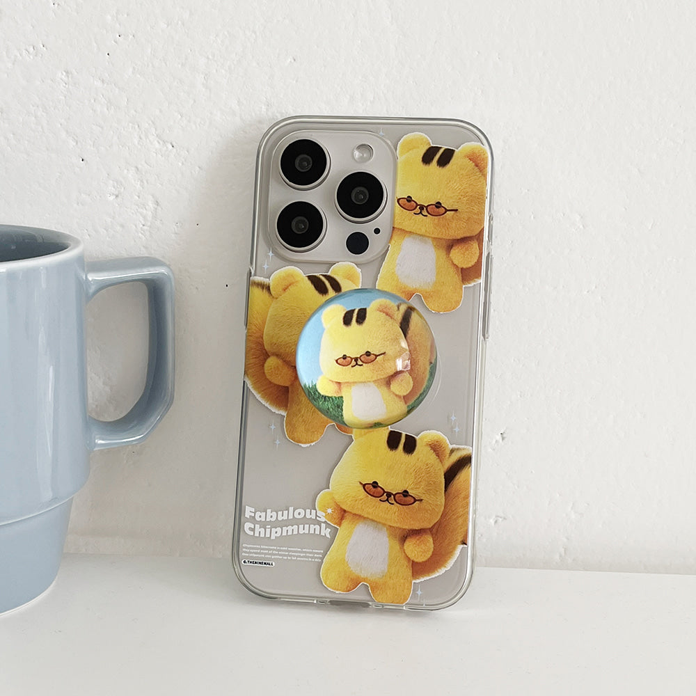 ｜THENINEMALL｜ Pattern Fabulous Chipmunk Clear Phone Case (3 types)