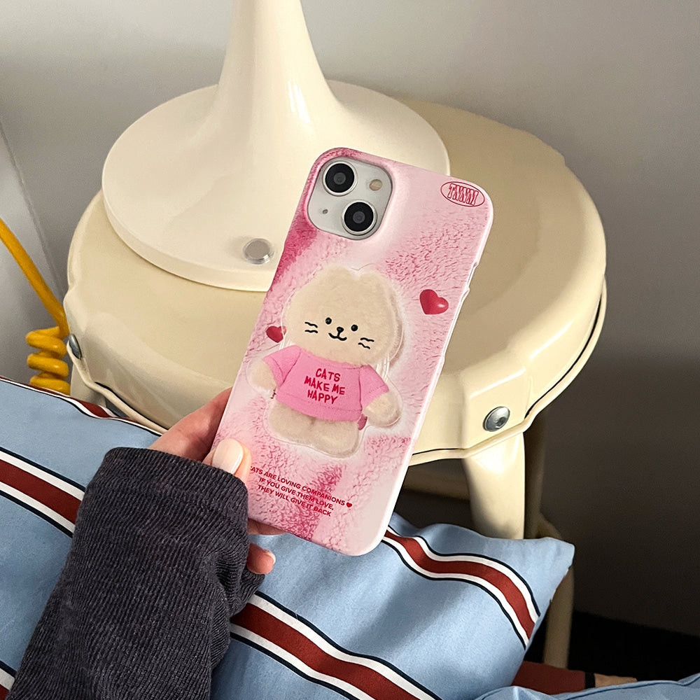 ｜THENINEMALL｜ Fluffy Hey Cat Hard Phone Case (2 types)