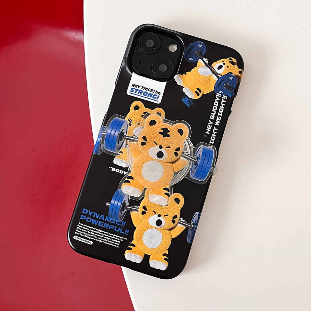 ｜THENINEMALL｜ Pattern Hey Tiger Gym Hard Phone Case (2 types)